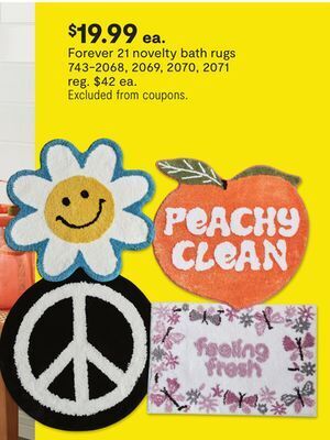 JC Penney Forever 21 novelty bath rugs offer