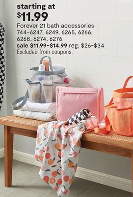 JC Penney Forever 21 bath accessories offer