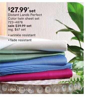 JC Penney Distant lands perfect color twin sheet set offer