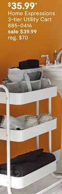 JC Penney Home expressions 3-tier utility cart offer