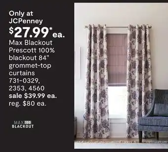 JC Penney Prescott 100% blackout 84 grommet-top curtains offer