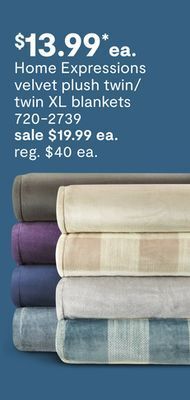 JC Penney Home expressions velvet plush twin/ twin xl blankets offer
