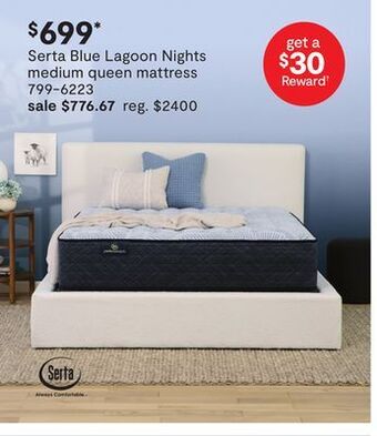 JC Penney Serta blue lagoon nights medium queen mattress offer