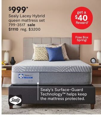 JC Penney Sealy lacey hybrid queen mattress set offer