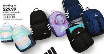 JC Penney Adidas backpacks offer