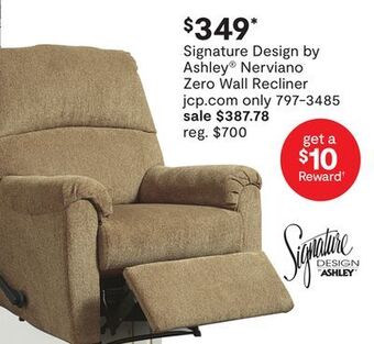 JC Penney Signature design by ashley® nerviano zero wall recliner offer