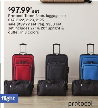 JC Penney Protocol teton 3-pc. luggage set offer