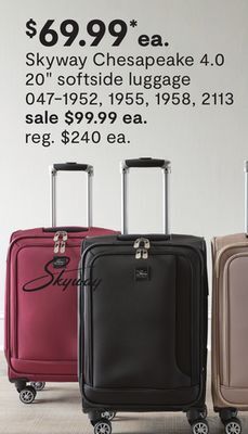 JC Penney Skyway chesapeake 4.0 20 softside luggage offer