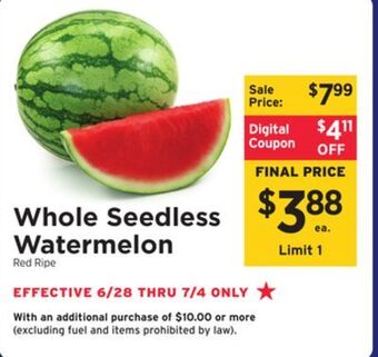 ShopRite Whole seedless watermelon offer