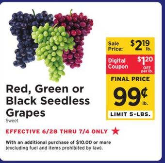 ShopRite Red, green or black seedless grapes offer