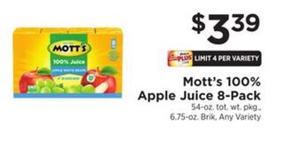 ShopRite 100% apple juice 8-pack offer