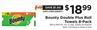 ShopRite Double plus roll towels 8-pack offer
