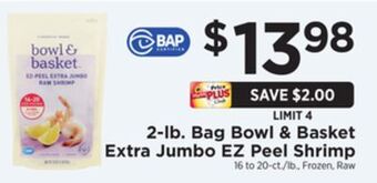 ShopRite 2-lb. bag extra jumbo ez peel shrimp offer