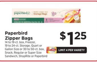 ShopRite Zipper bags offer