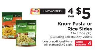 ShopRite Pasta or rice sides offer