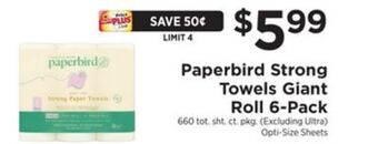 ShopRite Strong towels giant roll 6-pack offer