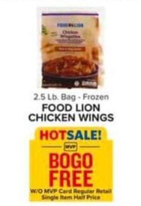 Food Lion 2.5 Lb. Bag - Frozen FOOD LION CHICKEN WINGS offer