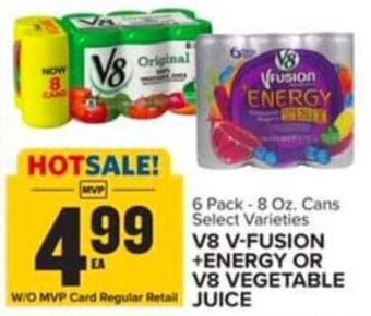 Food Lion 6 Pack-8 Oz. Cans Select Varieties V8 V-FUSION +ENERGY OR V8 VEGETABLE JUICE offer