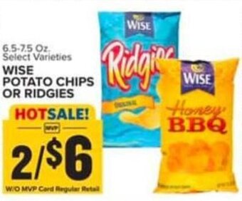 Food Lion 6.5-7.5 Oz. Select Varieties WISE POTATO CHIPS OR RIDGIES offer