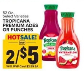 Food Lion 52 Oz. Select Varieties TROPICANA PREMIUM ADES OR PUNCHES offer