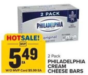 Food Lion 2 Pack PHILADELPHIA CREAM CHEESE BARS offer