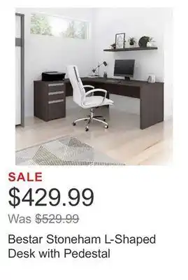 Costco Bestar stoneham l-shaped desk with pedestal offer