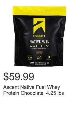 Costco Ascent native fuel whey protein chocolate, 4.25 lbs offer