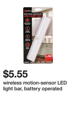 Five Below Wireless motion-sensor led light bar, battery operated offer