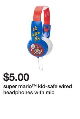 Five Below Super mario™ kid-safe wired headphones with mic offer