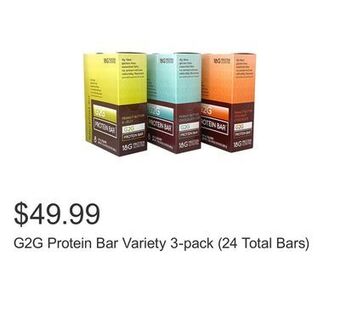 Costco G2g protein bar variety 3-pack (24 total bars) offer