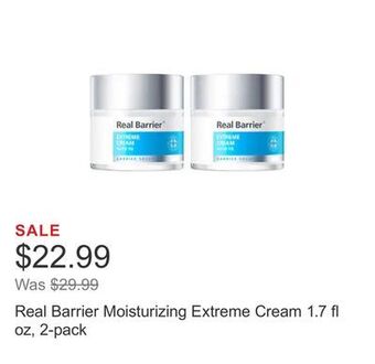Costco Real barrier moisturizing extreme cream 1.7 fl oz, 2-pack offer