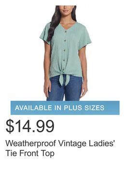 Costco Weatherproof vintage ladies' tie front top offer