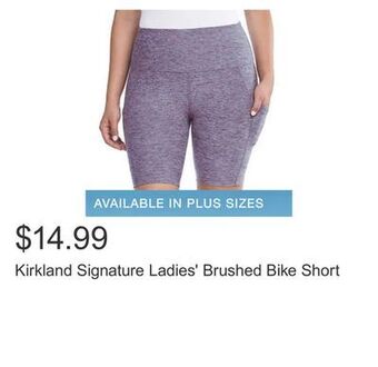 Costco Kirkland signature ladies' brushed bike short offer