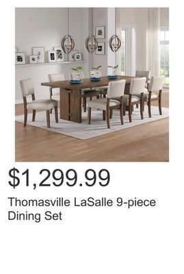 Costco Thomasville lasalle 9-piece dining set offer