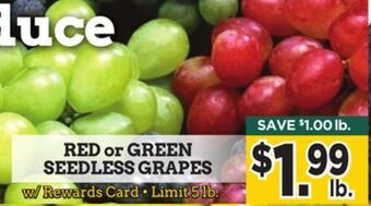 Dearborn Market Red or green seedless grapes offer