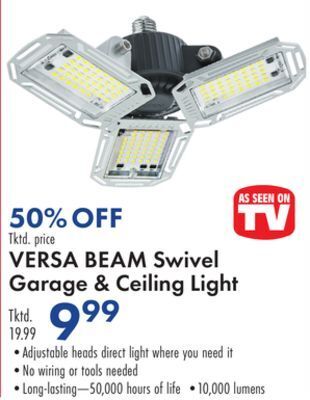 Boscov's Versa beam swivel garage & ceiling light offer