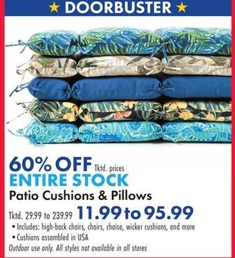 Boscov's Entire stock patio cushions & pillows offer