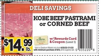 Dearborn Market Kobe beef pastrami or corned beef offer