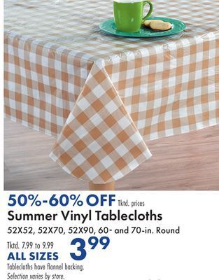 Boscov's Summer vinyl tablecloths offer