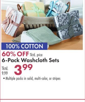 Boscov's 6-pack washcloth sets offer