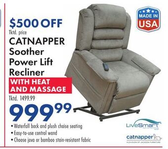 Boscov's Catnapper soother power lift recliner offer