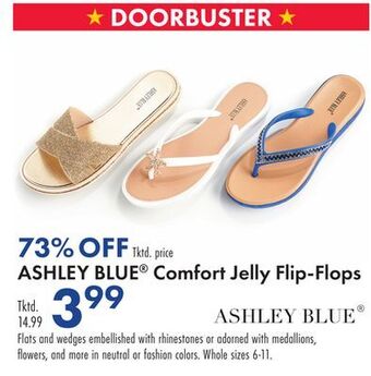 Boscov's Ashley blue® comfort jelly flip-flops offer