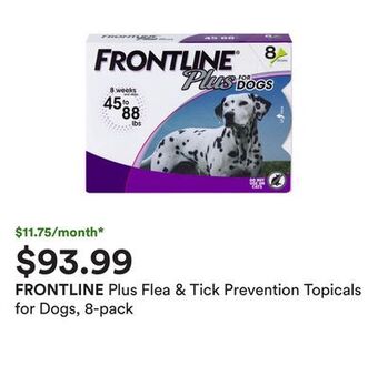 Plus flea & tick prevention topicals for dogs, 8-pack