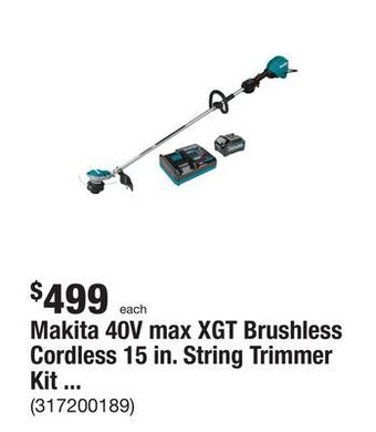 The Home Depot Makita 40v max xgt brushless cordless 15 in. string trimmer kit (4.0 ah) offer