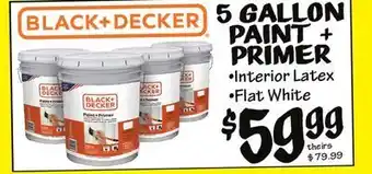 Ollie's Black+ decker® 5 gallon paint + primer offer