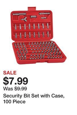 Harbor Freight Tools Security bit set with case, 100 piece offer