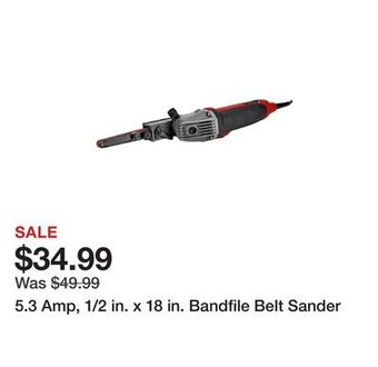 Harbor Freight Tools 5.3 amp, 1/2 in. x 18 in. bandfile belt sander offer