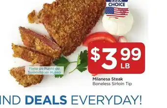 Food 4 Less Milanesa Steak Boneless Sirloin Tip offer
