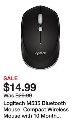 Office Depot Logitech m535 bluetooth mouse. compact wireless mouse with 10 month battery life, black offer