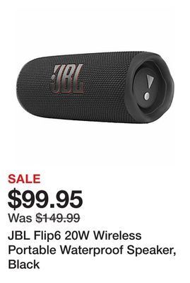 Office Depot Jbl flip6 20w wireless portable waterproof speaker, black offer